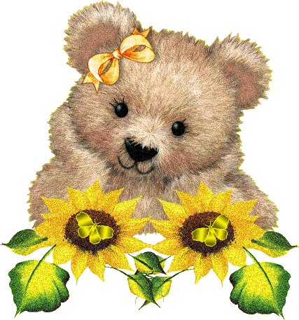 a cute bear with sunflowers